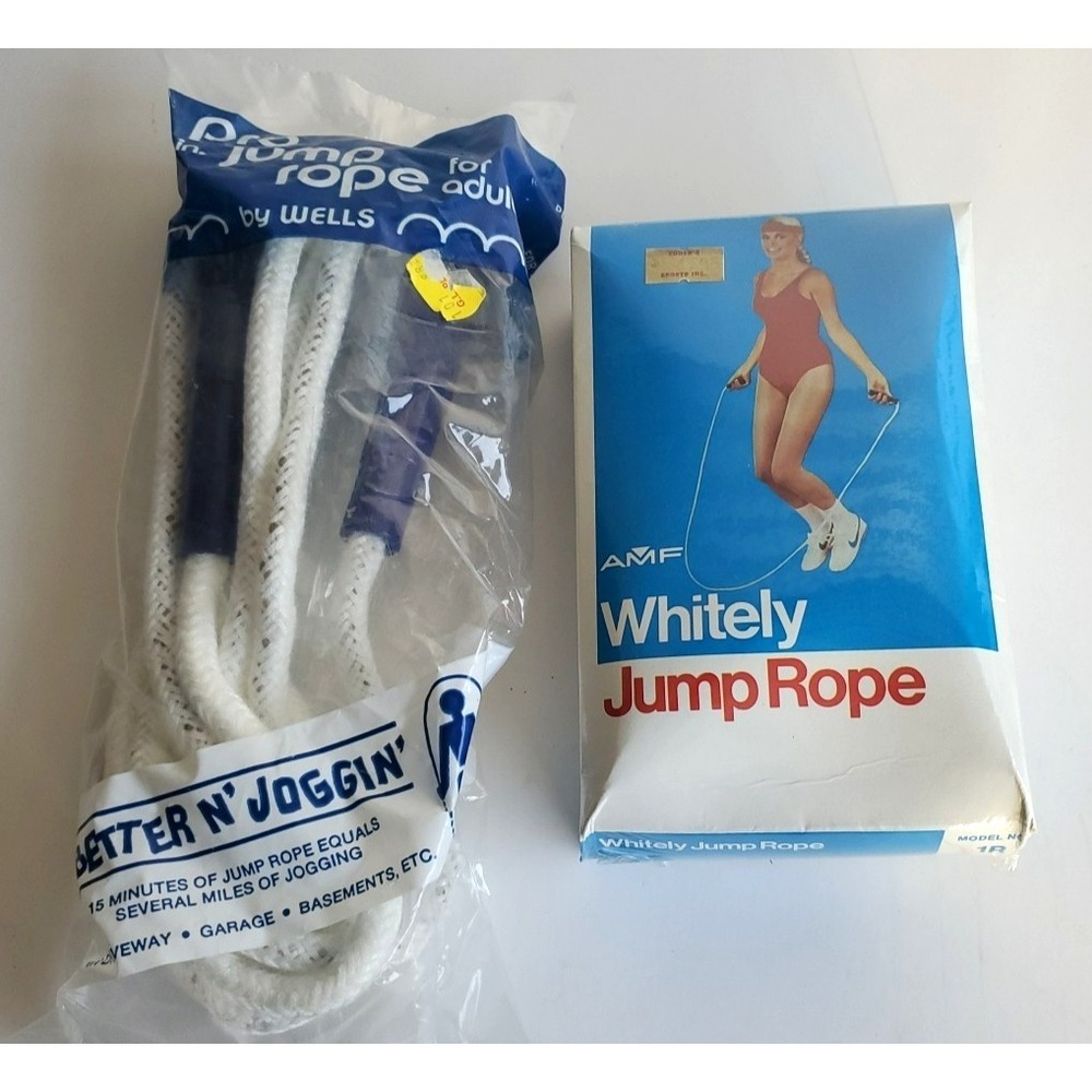 Vintage 1975 AMF Whitely Jump Rope NOS Sealed Wood handles Wells Pro Jump lot 2
